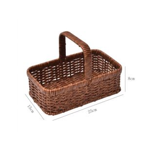 MUSASI Mây nhựa Giỏ đựng đồ Hình chữ nhật. Có tay cầm Giỏ đựng đồ ăn Di động Cấu trúc dệt Giỏ trưng bày thực phẩm Dành cho nhà hàng
