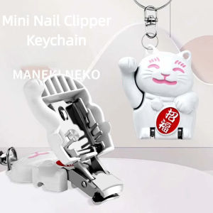STARGOODS Maneki Neko Lucky Cat Mini Nail Clipper Keychain Bag Pendant Stainless Steel Mini Nail File Creative Foldable Fingernail Clipper Trim Nails