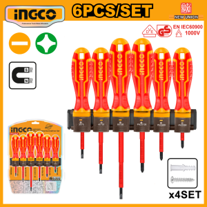 INGCO 6PCS INSULATED SCREWDRIVER SET | SL & PH | HKISD0608