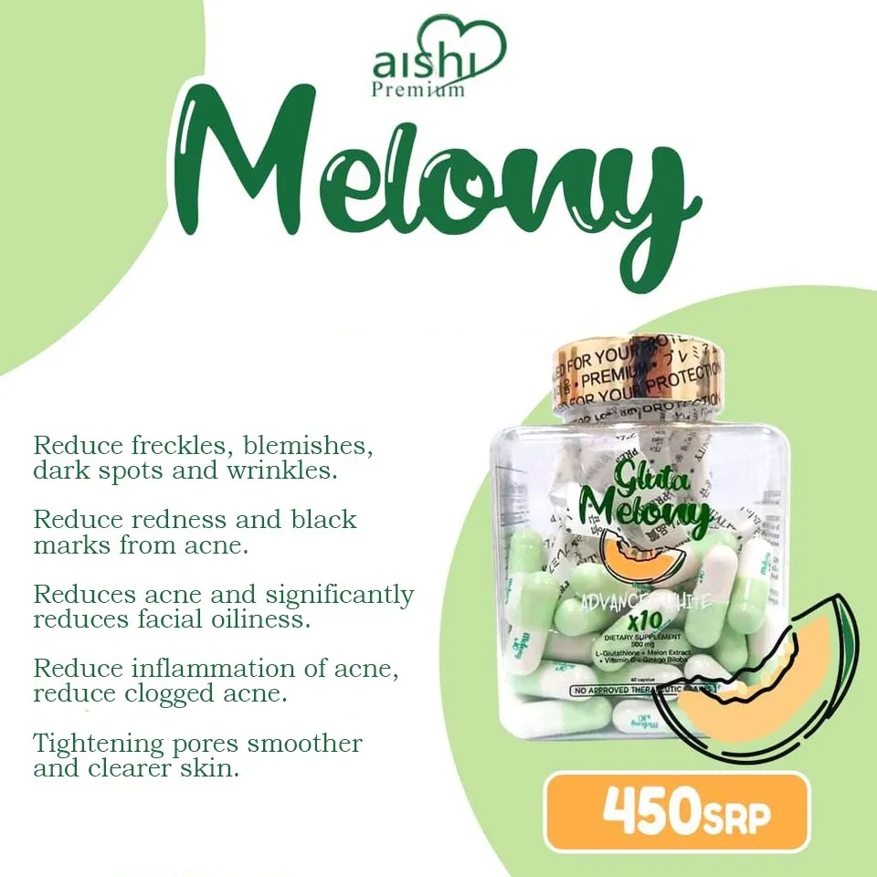 2day deliver]Aishi Gluta Melony Advanced Whitening x10 (FDA JAPAN  REGISTERED)--new Expires:2027.5.26 Fda Japan Registered Whitening  Supplement Bioflavonoids Antioxidants Creatine Capsules - Lazada