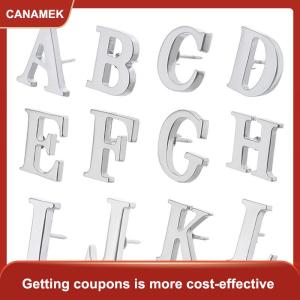 【CANAMEK 】 High Quality Classic Style Silver Letter A-Z Metal Brooch Women Mens Lapel Pin Womens Hat Scarf Backpack Badge Jewellery