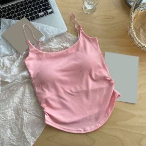 oobest 2 ชิ้น เสื้อกล้ามหญิง เสื้อ แขนกุด ผญ ภายในบางพอดีภายนอกพร้อมเบาะหน้าอกด้านบนสั้นอย่างหลากหลาย