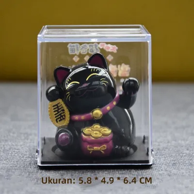 Kucing Keberuntungan Mini/Maneki Neko Lucky Cat/Kucing Hoki Pajangan Mobil Maneki Neko Fuk TatakanDashboard Solar Hoki