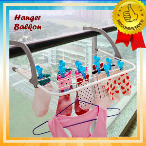 Rak Jemuran Gantungan Baju Hanger Balkon Apartemen Serbaguna
