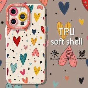 Simple heart-shaped pattern phone case suitable for iPhone 17 16 15 14 13 12 11 Pro/Max/Plus anti drop and shockproof back cover