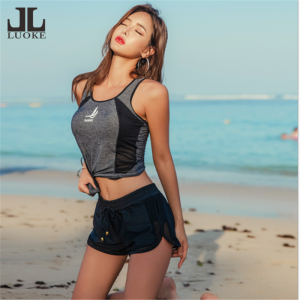 Luoke A Two-piece Womenswimwear Suit for Sports Running Outdor with Boxer Large Size Pure Color Tank Top Rashguards NSLTYY-JSY-76-1