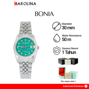 Jam Tangan Wanita Bonia Elegance B10550-3307 Green Printed Dial Silver Stainless Steel Band