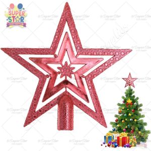 7.9 Inch Creative Glitter Christmas Tree Topper Decoration Christmas Tree Star Light for Home party Props