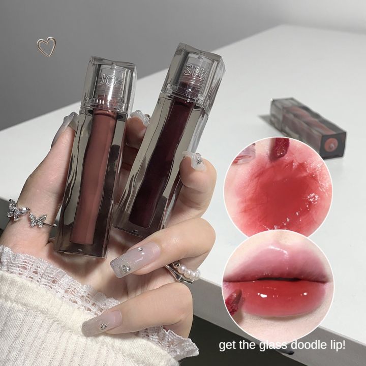 SHAQINUO แก้วกระจก6สีความชุ่มขื้นคงทนอยู่นานลิปเคลือบริมฝีปากถ้วยกันติด ...