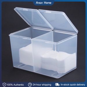 1pc 2 Compartments Polish Remover Cotton Pad Storage Box Makeup Organizer Case Nail Art Cotton Container