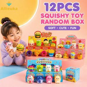 Allieuka 12Pcs Random Blind Box Squishy Toy Set Cute Silicone Squeeze Stress Relief Fidget Toy for Kids