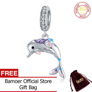 BAMOER Silver 925 Dolpin Animal Pendant Charm for Women Jewelry Making Fit Bracelet Necklace Sterling Silver Accessories BSC159