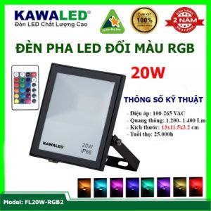 Đèn pha led đổi màu 7 màu (Xanh Đỏ Tím Vàng...) chiếu sáng trang trí Có remote điều chỉnh màu RGB2 10w/20w/30w/50w/100w