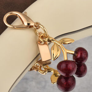 YAFEN Cute Cherry Fruit Charm Car Keychain Pendants Decoration Handbag Shoulder Bag Hanging Ornament Keyring Fashion Accessories Gifts
