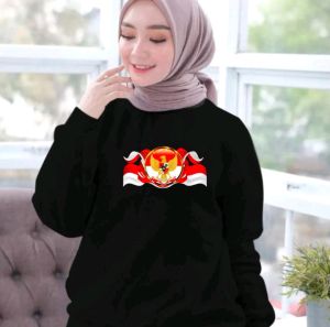 Promo Sweater Pria Wanita Garuda Bendera Merah Putih Kaos Hut RI Sweter Pancasila Baju Kemerdekaan