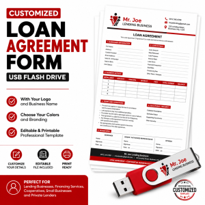 Customized Loan Agreement USB Flash Drive | Editable Loan Contract with Logo & Business Branding