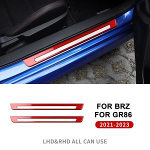 KUNGKIC Real Carbon Fiber For Subaru BRZ Toyota GR86 2021-2024 Door Sill Strip Protector Cover Stickers Interior Accessories