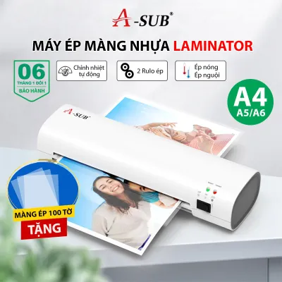 Máy Ép Plastic A-SUB A4 A5 A6 - Máy Ép Màng Laminator Nóng & Nguội Điều Chỉnh Nhiệt Tự Động Cao Cấp