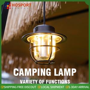 【HOSPORT】LED Camping Lamp Vintage 200LM Portable Camping Light Stepless Dimming Type-C USB Rechargeable for Outdoor Adventure