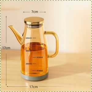 ขวดน้ำมันแก้ว อุณหภูมิสูง อุปกรณ์น้ำมันแก้ว ฝาครอบกันฝุ่น เพิ่มความจุ ไม่หยดหรือแขวน แม่บ้าน