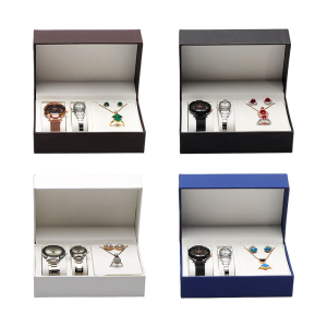 Thanh Lịch Trắng Tổ Chức Hộp Cao Cấp chất liệu PU Lật Đóng Cửa Thiết Kế Cho Đồng Hồ Vòng Cổ Lưu Trữ