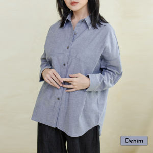 Ixora Vabia Oversized Shirt - Kemeja Wanita Oversize Lengan Panjang Polos Oxford
