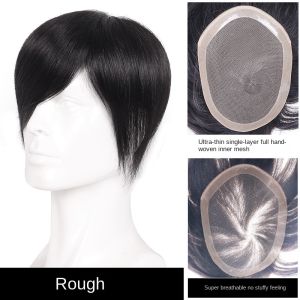 60 Net  Mono Top NPU Side Durable  100% Human Hair Systems Natural Wig 6" Hair Invisible Hairline Replacement Natural Looking Straight Men Toupee Breathable Male Wigs