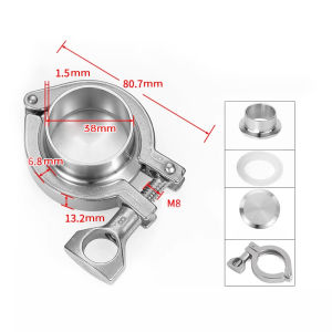304 Stainless Steel Sanitary Pipe Weld Ferrule Set with Tir Clamp and PTFE Gasket 19-51mm