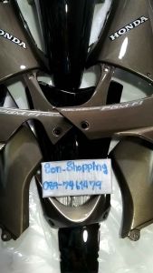 ชุดสี125i/125sโฉมiไฟเลี้ยวบังลมสีดำตัดเทาทองมี14ชิ้นเปลือกงานABSเกรดAชิ้นงานประกอบสนิทสีสวยเคลือบเงาอย่างดีติดสติ๊กเกอร์ให้พร้อม