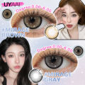 (0.00-6.00) Power UYAAI 1 Pair Colored Contact 14.5mm Mirage Brown Green Blue Gray Wearing Soft Lens Natural Look Monthly Replacement. 