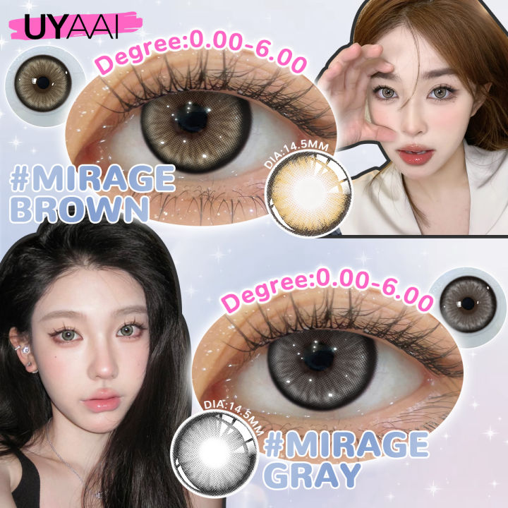 (0.00-6.00)%20Power%20UYAAI%201%20Pair%20Colored%20Contact%2014.5mm%20Mirage%20Brown%20Green%20Blue%20Gray%20Wearing%20Soft%20Lens%20Natural%20Look%20Monthly%20Replacement%20-%20Image%205