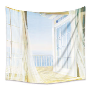 ผ้าแขวนผนังวิวทะเล สไตล์เกาหลีญี่ปุ่น ผ้าพื้นหลังเรียบง่าย ตกแต่งห้องนอนสมัยใหม่ ผ้าแขวนตกแต่งห้องนอน