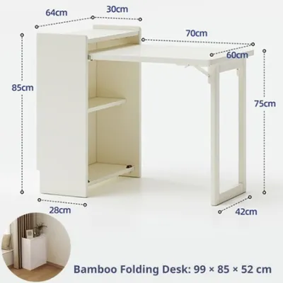 Ready Stock COD Upgraded Foldable Desk Combined Bookshelf With Support Bracket Storage Multi-functional Computer Workstation Simple Dining Table For Small Household Rental Room