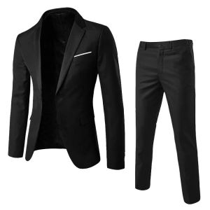 Người đàn ông Blazer Bộ quần 2 mảnh phù hợp với TUXEDO đám cưới công sở trang trọng blazzer văn phòng phong cách Hàn Quốc Áo khoác ngoài áo chùng quần áo khoác baju kot Lelaki