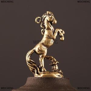 [COD] WEICHENG Cổ điển đồng hoàng đạo ngựa bức tượng đồng thau bức tượng động vật Mặt dây chuyền móc chìa khóa mặt dây chuyền