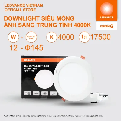 Đèn LED Âm Trần Siêu Mỏng OSRAM Downlight Slim 12W / 18W Ánh Sáng Trung Tính 4000K BH 2 Năm