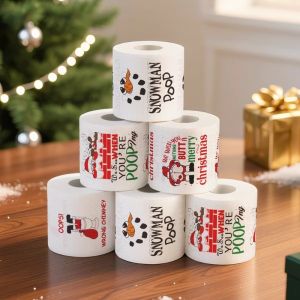 DAWEIF Santa Printed Christmas Toilet Roll Paper Christmas Tree Printed Kitchen Tool Christmas Pattern Tissue Festive Napkin Color Pattern Christmas Supplies Home Decoration  Year