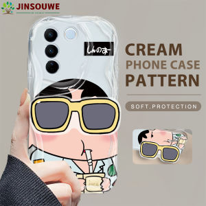 เคสเคสมือถือสำหรับ Vivo V27 5G ที่ใส่เคสโทรศัพท์พร้อมด้วย Vivov275g สำหรับการ์ตูนเด็กหญิงเด็กชายดินสอสีชินจังเนื้อครีมหมาเด็กสาวปลอกนิ่มขอบลอน
