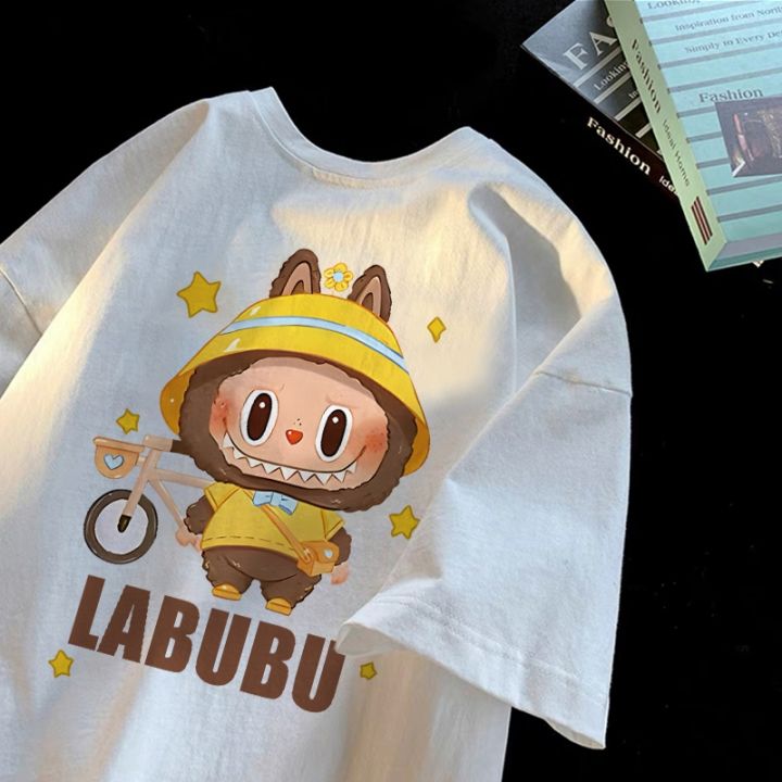 Forteid T-shirt Lengan Pendek Baju Kaos Oversize Wanita Baju |kaus wanita korea   Baju Atasan Wanita Terbaru (pola Indah labubu) Cotton Atasan Kaos /kaos lucu wanita