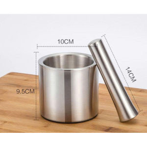 Bộ Cối Chày Inox 304 Kèm Nắp - Hàng Cao Cấp Không Vết Hàn Không Han Gỉ An Toàn Khi Sử Dụng