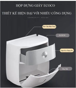 Hộp đựng giấy vệ sinh nhà tắm ecoco hàng chính hãng hộp đựng giấy ecoco Đồ dùng phòng tắm Hộp đựng Giấy Vệ Sinh ECOCO Cao cấp 2 tầng hộp đựng giấy vệ sinh 2 tầng với thiết kế rễ sử dụng được nhiều người tin dùng BH 6 THÁNG