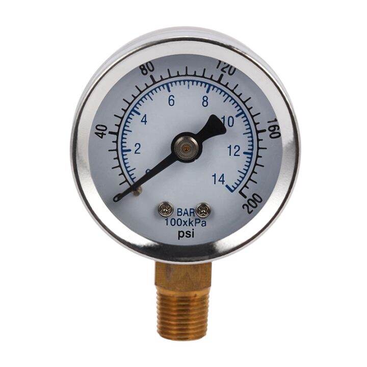 -40-14 Bar 0-200 Psi 0-14 Bar Pressure Gauge 1/8 Male Npt Pressure ...