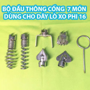Bộ Đầu Thông Cống Phá rác 7 Món dùng cho dây lò xo thông cống phi 16
