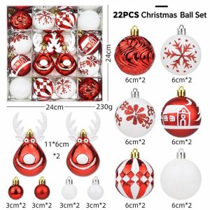 ERMENLED 22Pcs/Set Shiny Christmas Ball 6CM Creative Xmas Ornament Ball Durable Christmas Pendant Decorations Party