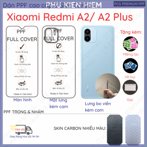 Dán PPF & Skin Xiaomi Redmi A2/ A2 Plus dành cho màn hìnhmặt lưng full viền loại trong nhám chuẩn xịn