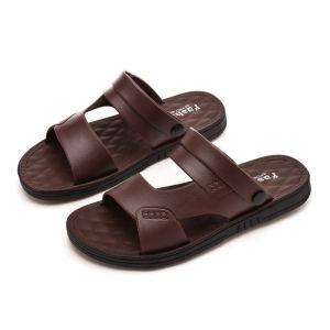Mens black waterproof soft sole full cowhide beach two-way sandals Summer wet and dry dual-use soft sole sandals Non-slip full cowhide beach shoes