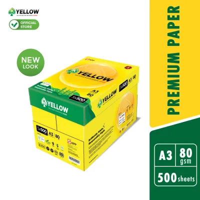 IK Yellow 500s 80gsm A3 paper 1 Carton box (5 Reams) (500 sheets/ream)