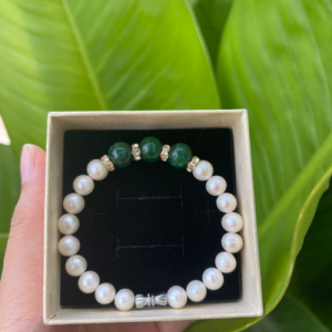 Vòng Tay Ngọc Trai Phối Đá Tự Nhiên Xanh