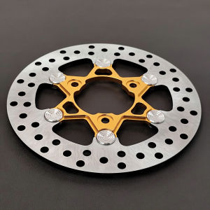 Đĩa sau Raider/Satria 220mm lắp mâm ZIN 3 LỖ mẫu NGÔI SAO 6 CÁNH T6/2025 ----LÒNG VÀNG ĐẬM + NÚT INOX =