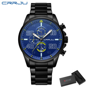 CRRJU Jam Cowok Dewasa Anti Air Terbaru 2022 Besi tahan karat Jam Tangan Pria 2193